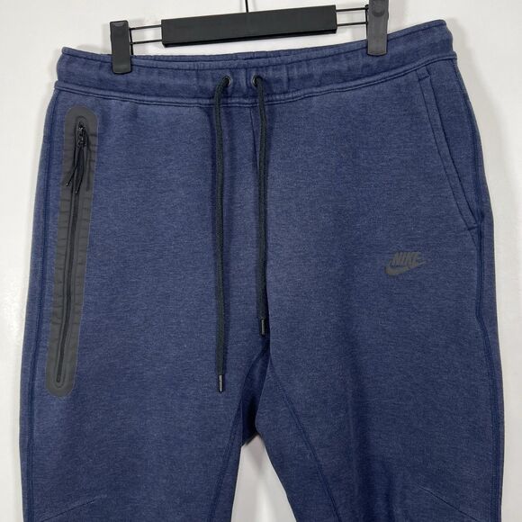 Nike Joggers Sweatpants Mens Large Navy Blue 32x30 Tapered Drawstring Pockets - Picture 2 of 16